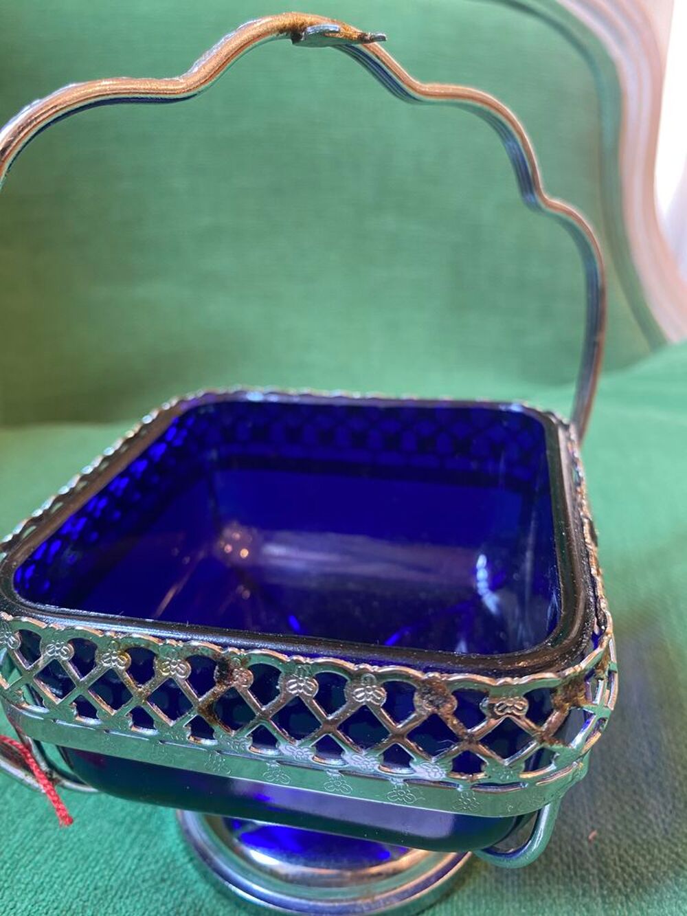 Pot bleu carr&eacute; style Renaissance Décoration