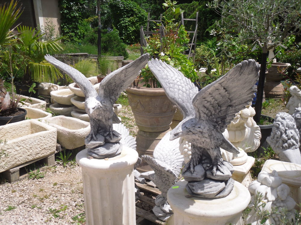 STATUE 2 AIGLES GEANT en pierre reconstitu&eacute;e Décoration