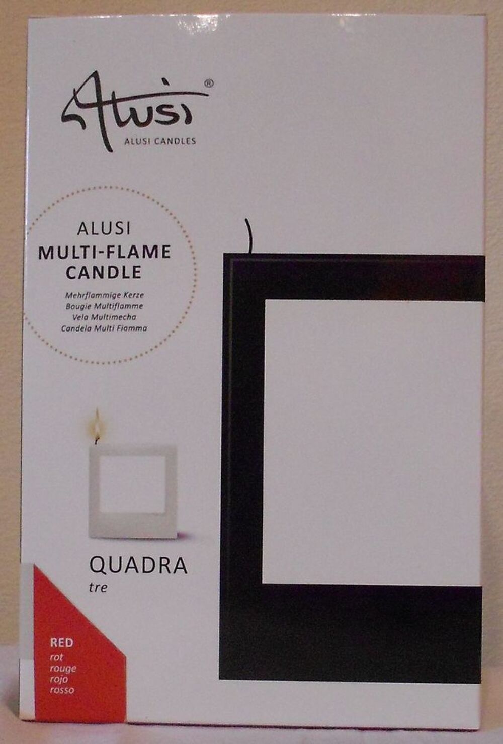 Bougie Quadra Design Alusi Couleur Rouge 11 Cm Décoration