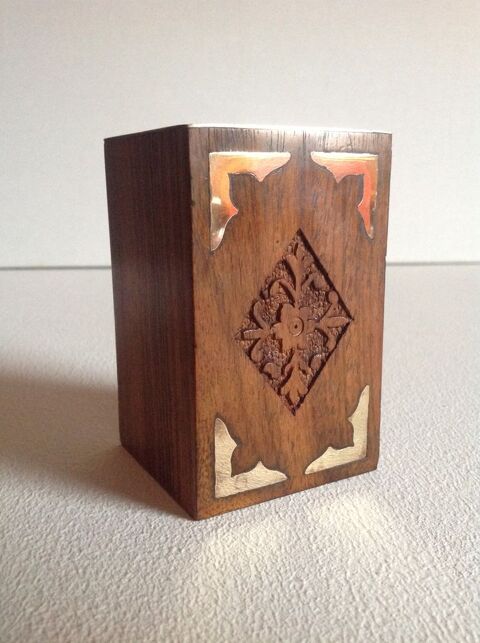 PORTE-CRAYON EN BOIS DE SHEESHAM SCULPT� INCRUST� DE LAITON 18 Tr�gunc (29)