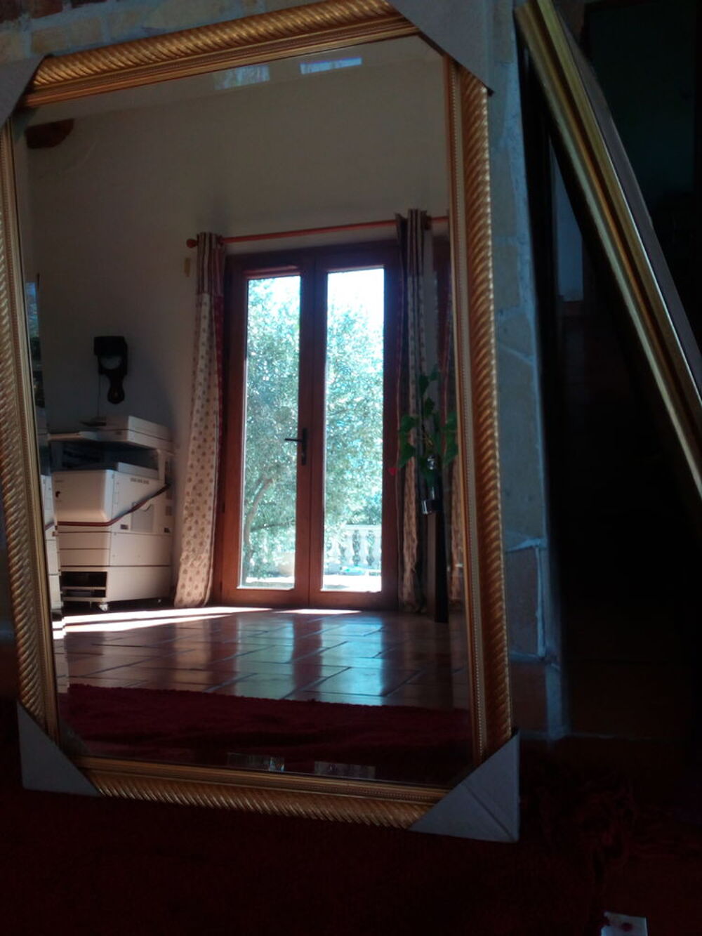 MIROIR BISEAUTE AVEC ENCADREMENT BOIS SCULPTE 60*90 Décoration