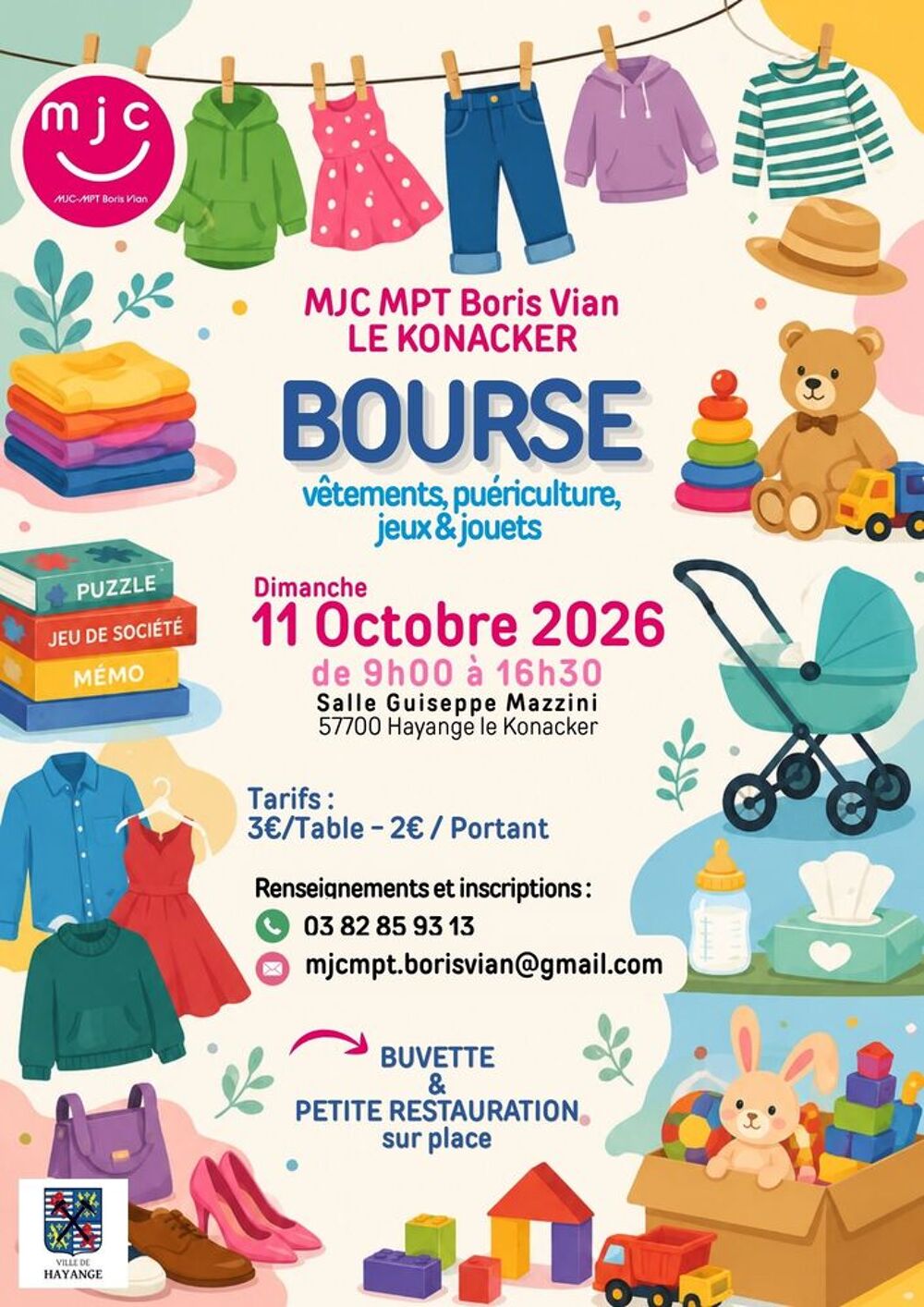 Bourse aux v&ecirc;tements, articles de pu&eacute;riculture, livres, jeux Bourse d'objets