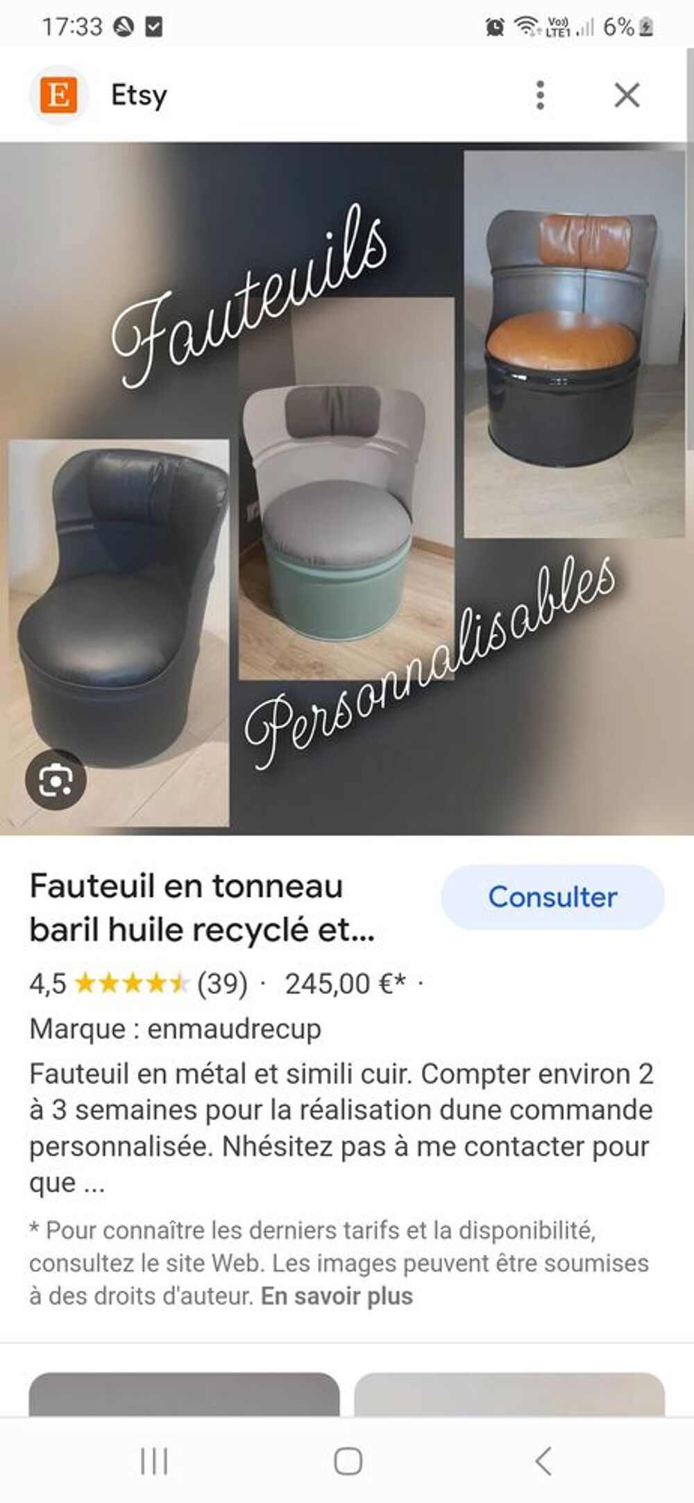 Fauteuil tonneau Meubles