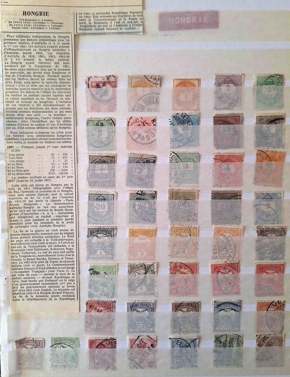 S&eacute;rie de timbres de collection de Hongrie C 