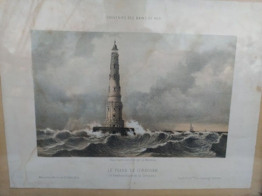 Tableau Phare de Cordouan Gironde Lithographie Mercereau 