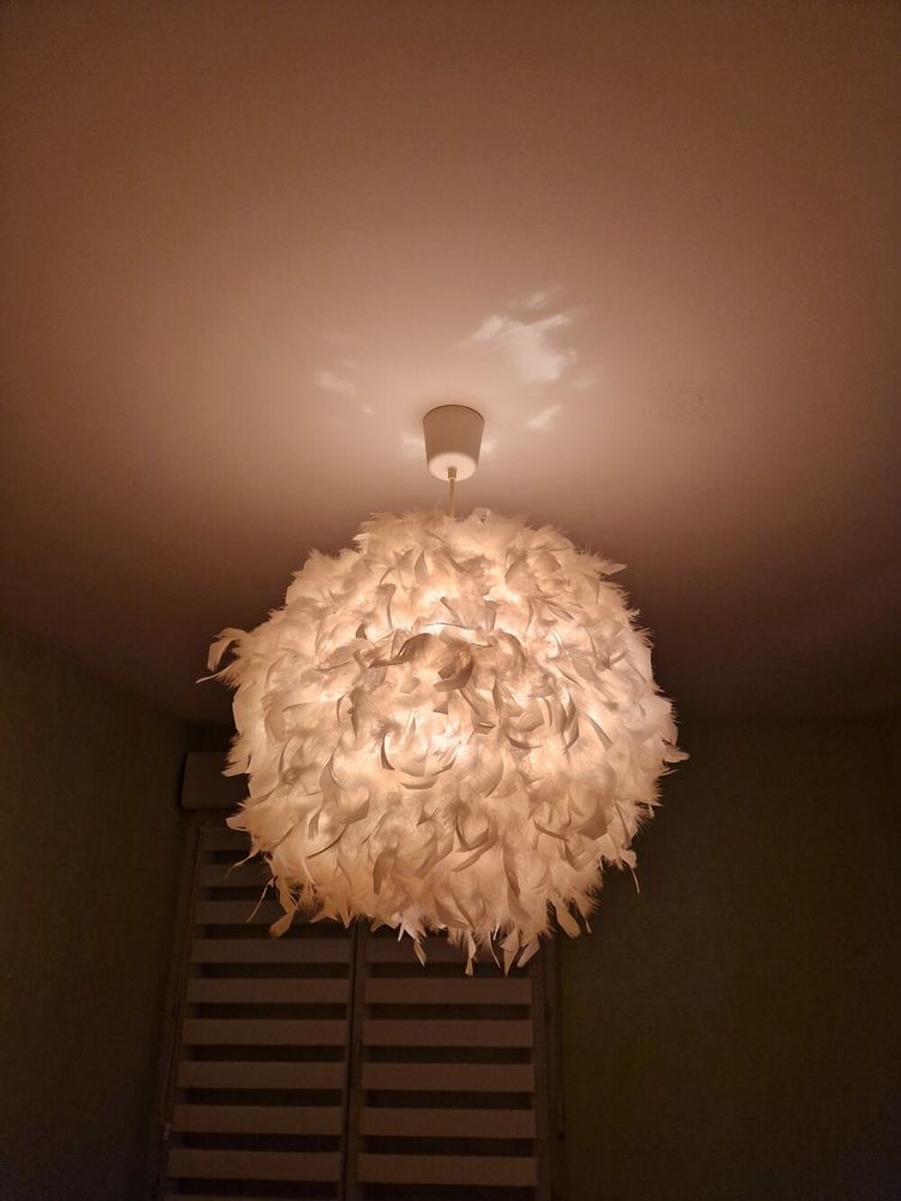 lustre suspention en plume Décoration