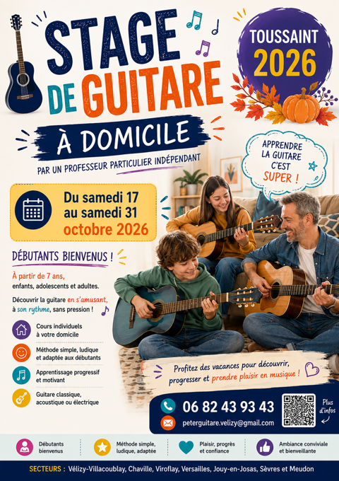 STAGE DE GUITARE &agrave; domicile
vacances de la TOUSSAINT
0 78140 Vélizy-villacoublay