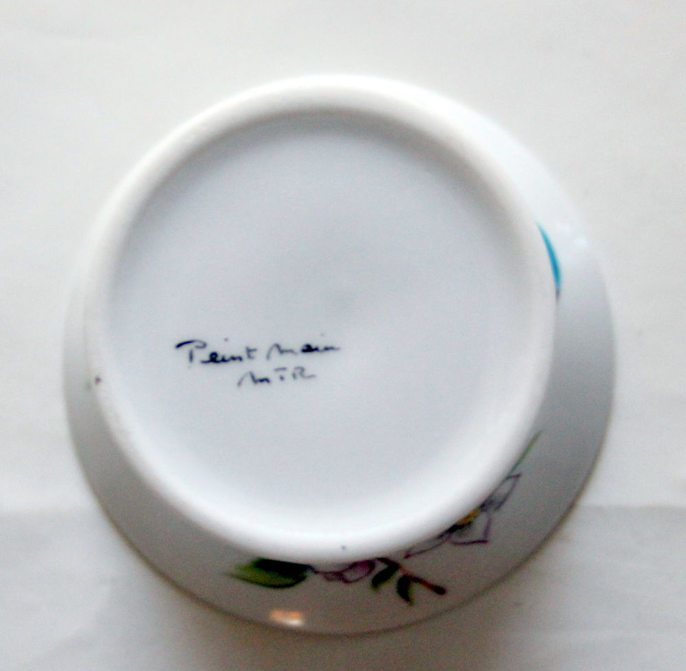 Vase gobelet en porcelaine oiseaux peint &agrave; la main Décoration