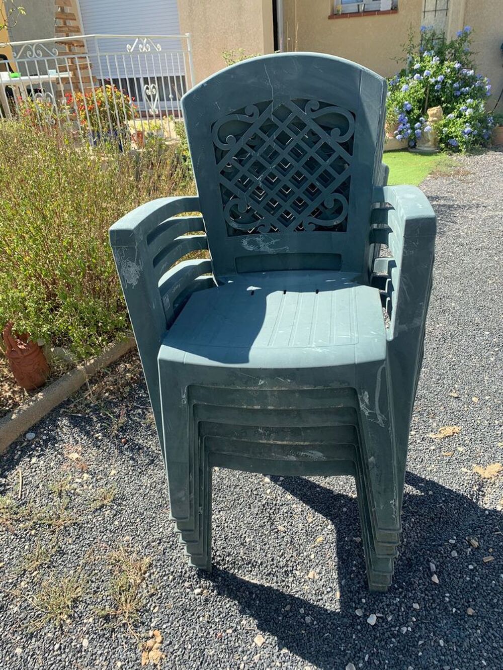  6 chaises en grosiflex couleur vertes Jardin