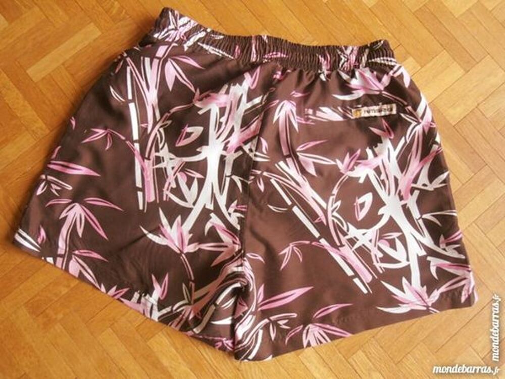 Short de bain marron &agrave; fleurs (V5) Vêtements