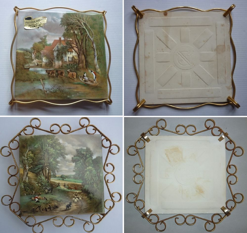 Deux dessous-plat vintage VILLEROY &amp; BOCH Sc&egrave;nes champ&ecirc;tres Cuisine