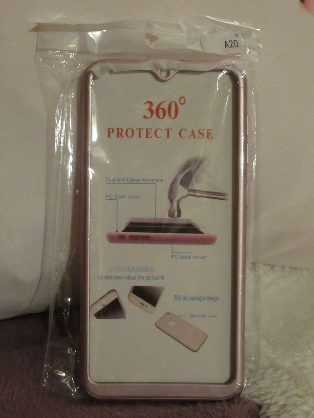 Coque t&eacute;l&eacute;phone rose (A20) - 360&deg; - NEUVE Téléphones et tablettes