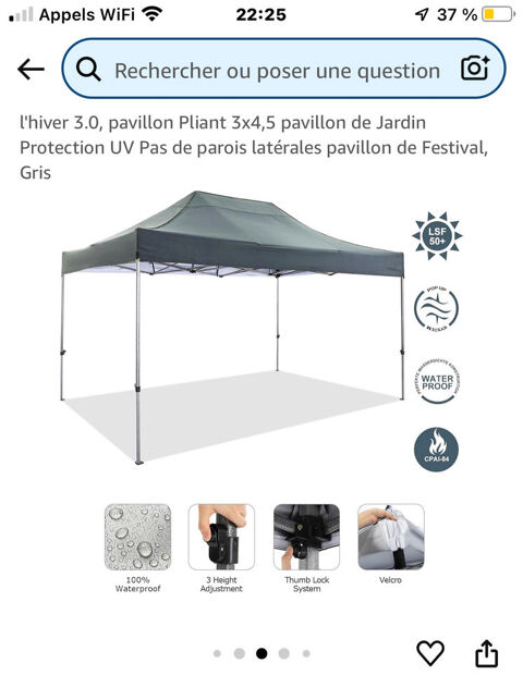 TONNELLE. 4 x3 toile beige 150 Cugnaux (31)