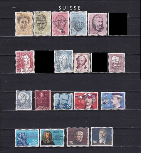 18 timbres de SUISSE sur les PERSONNALITES 1 Les Églisottes-et-Chalaures (33)