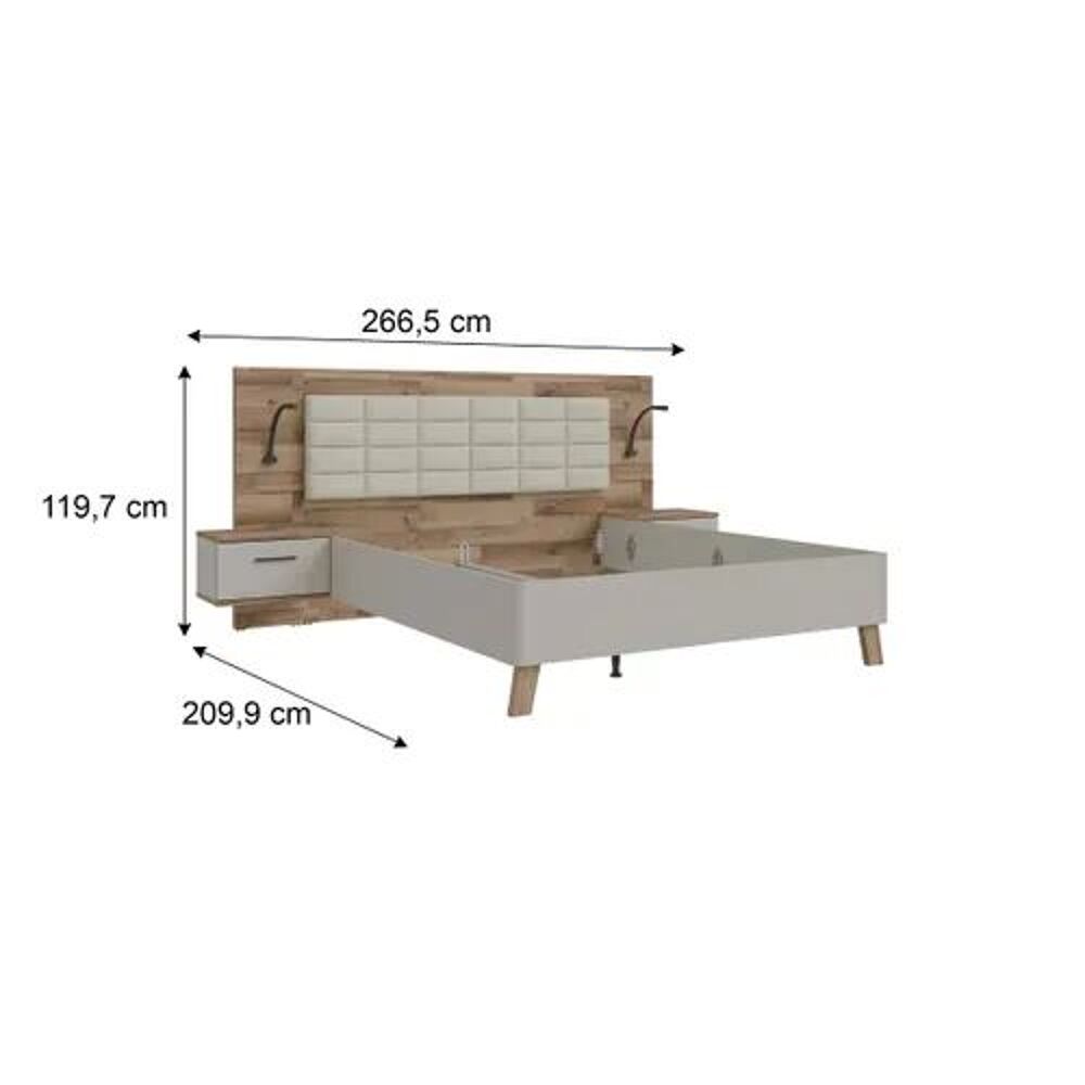 Cadre de lit Queen size Ricciane 160x200 avec sommier Meubles