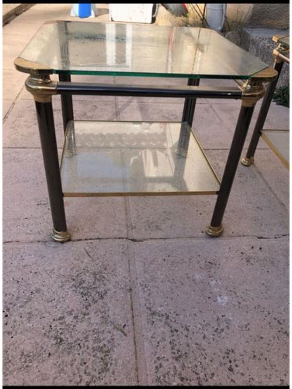 table de salon en fer forg&eacute; et verre Meubles