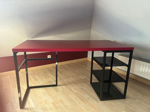 Bureau rouge avec étagères noires 110 Troyes (10)