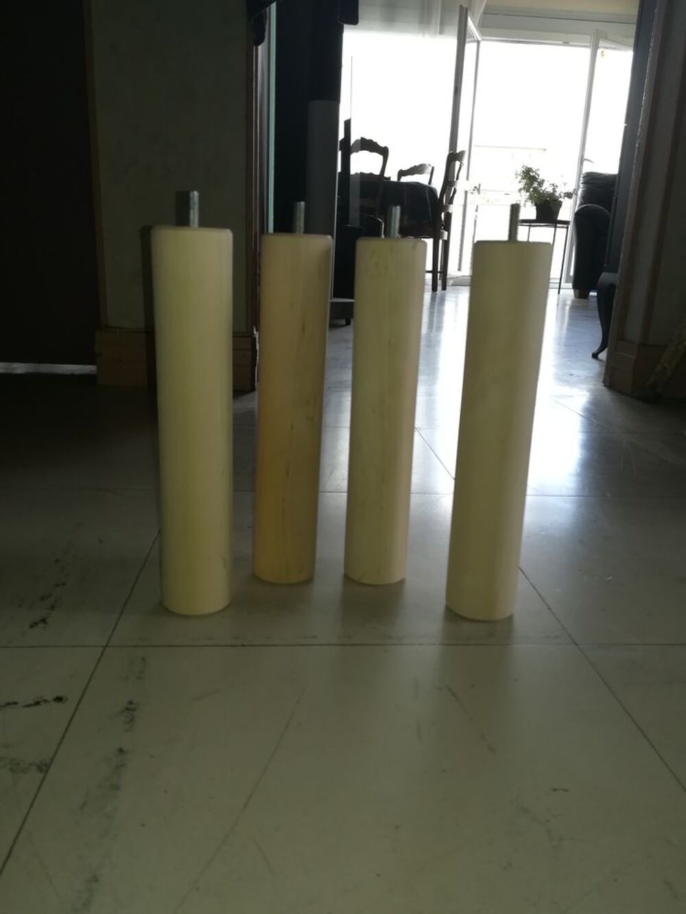 4 Pieds de lit de 50 cm en bois brut Meubles