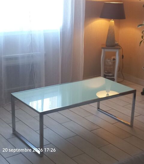 Table basse vintage années 70 inox et verre 110 x 55 cm 390 Saint-Médard-d'Eyrans (33)