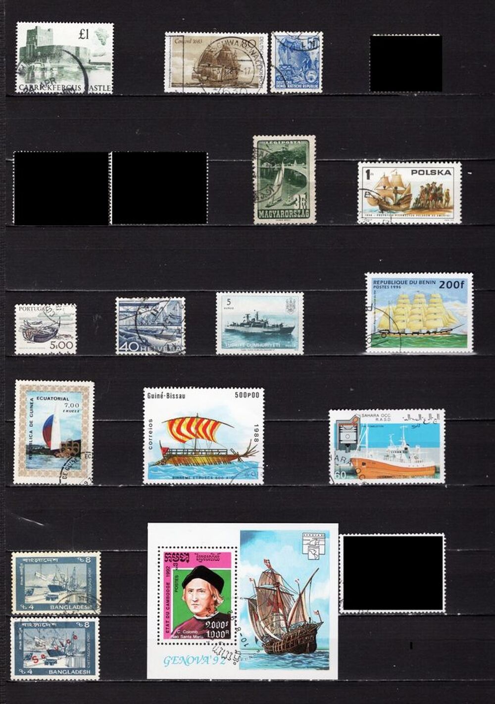 lot de 50 timbres du MONDE avec des BATEAUX 