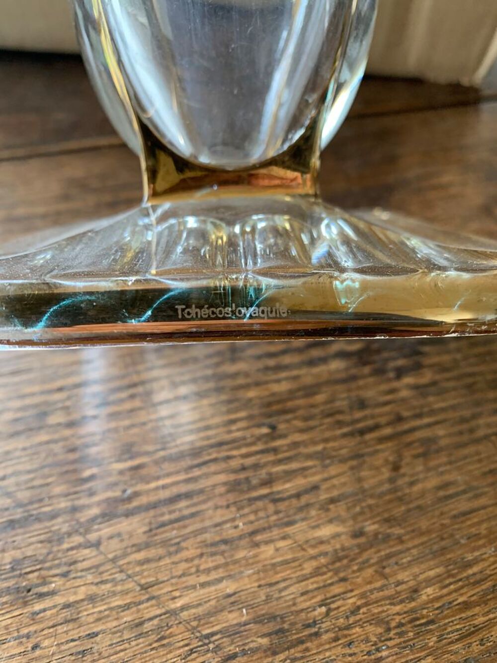 vase art nouveau dor&eacute; cristal de Boh&egrave;me 25 cm Dcoration