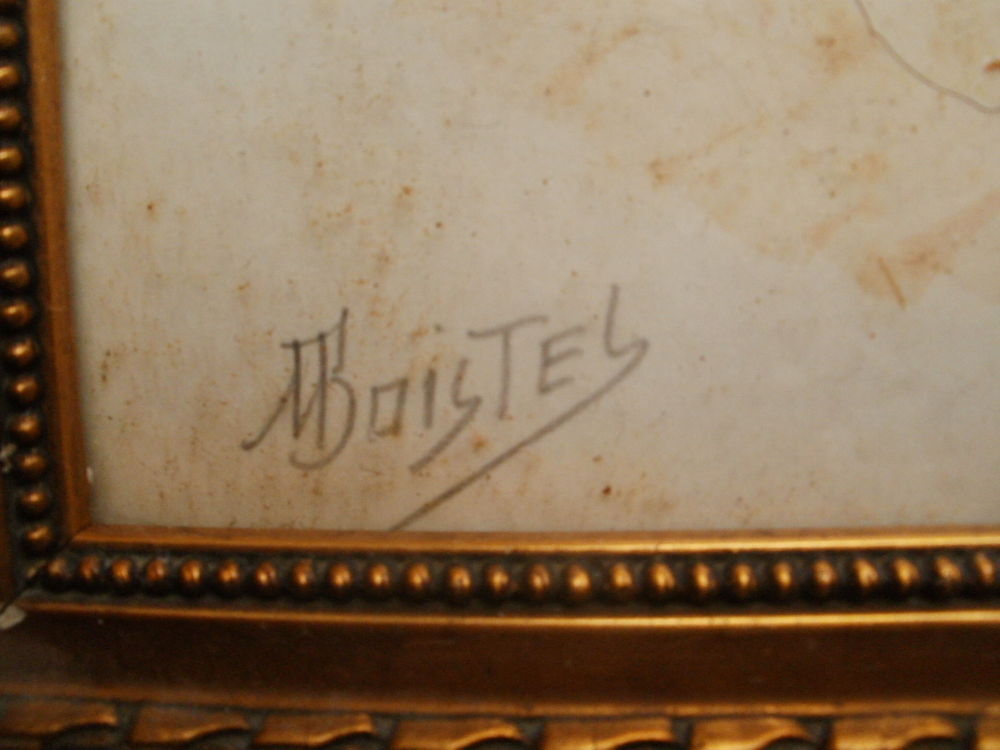 Ancien tableau de fleurs s&eacute;ch&eacute;es ou algues, sign&eacute; BOISTEL Dcoration