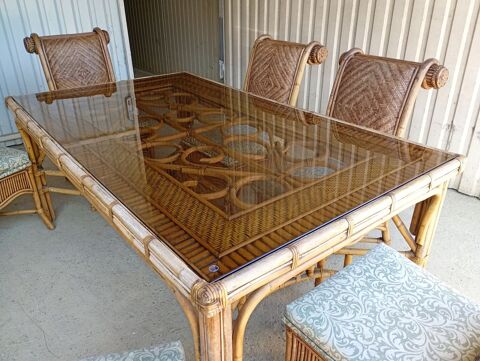 SUPERBE SALON DE JARDIN BAMBOU ET ROTIN ANNEES 60/70 1500 L'Isle-Jourdain (32)