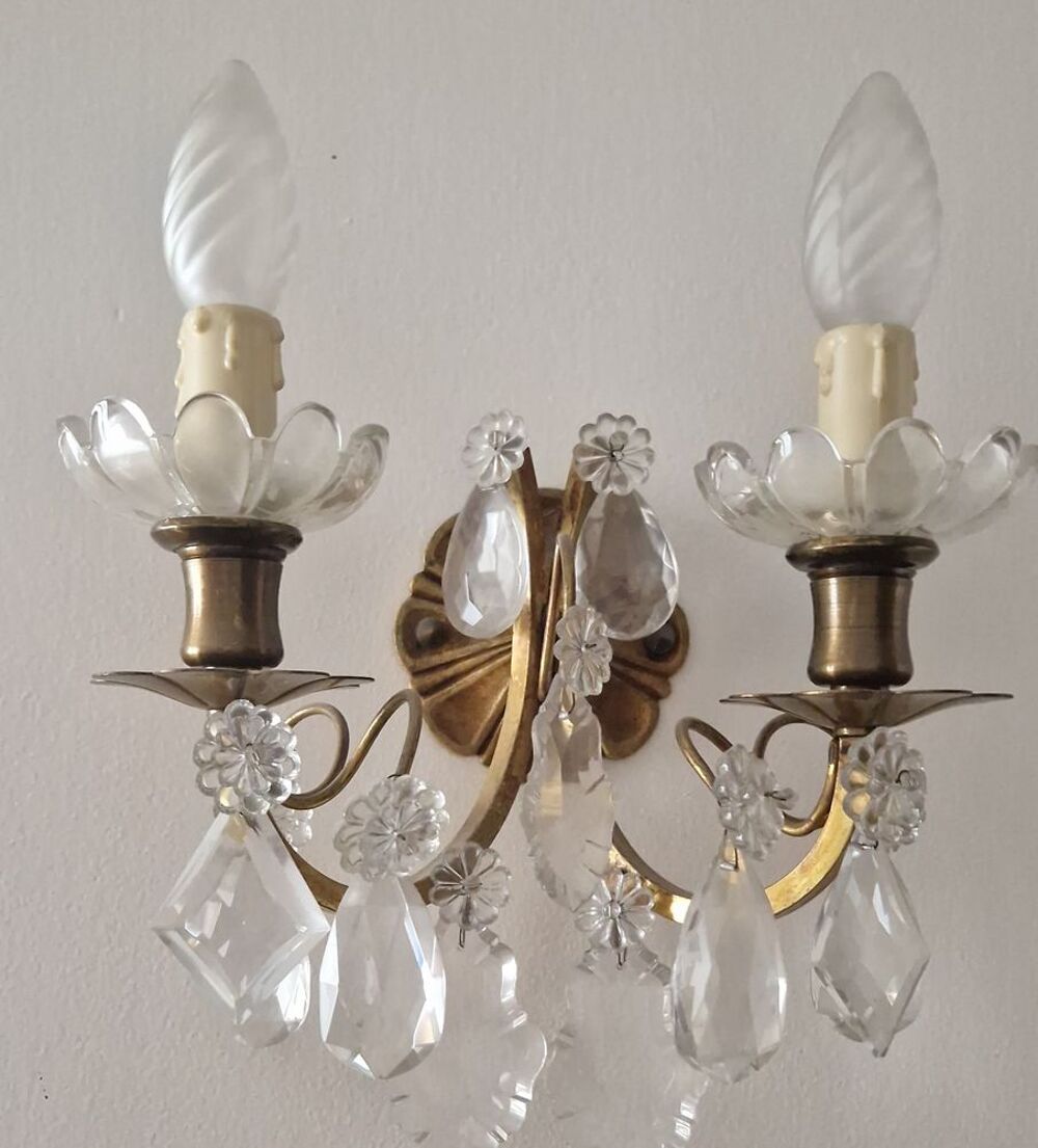 3 appliques en cristal de Boh&egrave;me Décoration