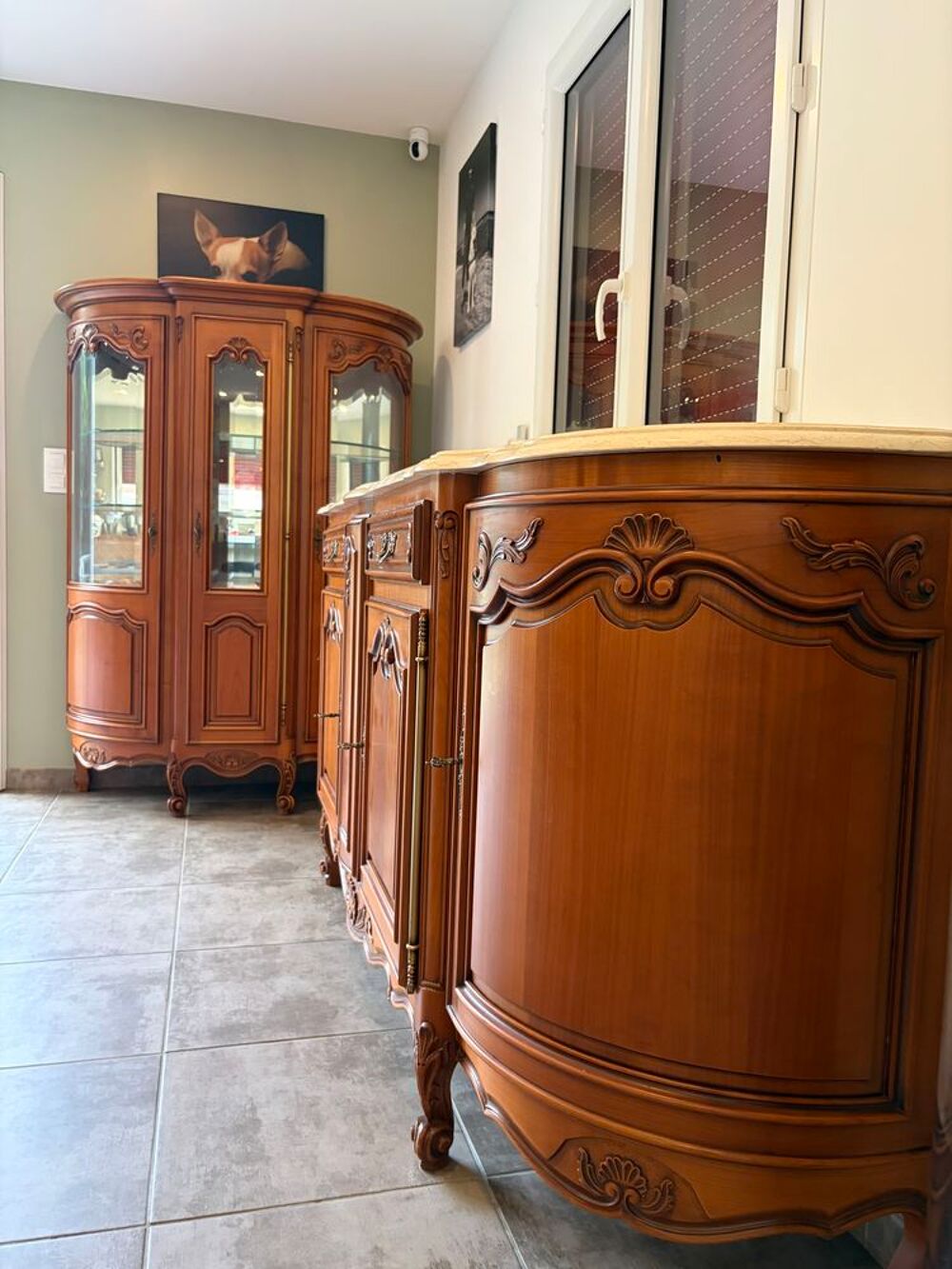 salle &agrave; manger d'&eacute;b&eacute;niste Louis XV ? Bois massif &amp; marbres Meubles