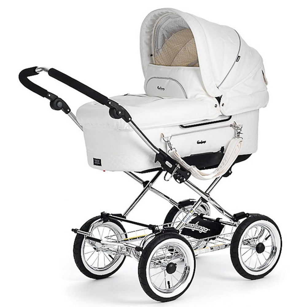 Poussette EmmalJunga Mondial De Luxe - Classic White Leather Mobilier enfants