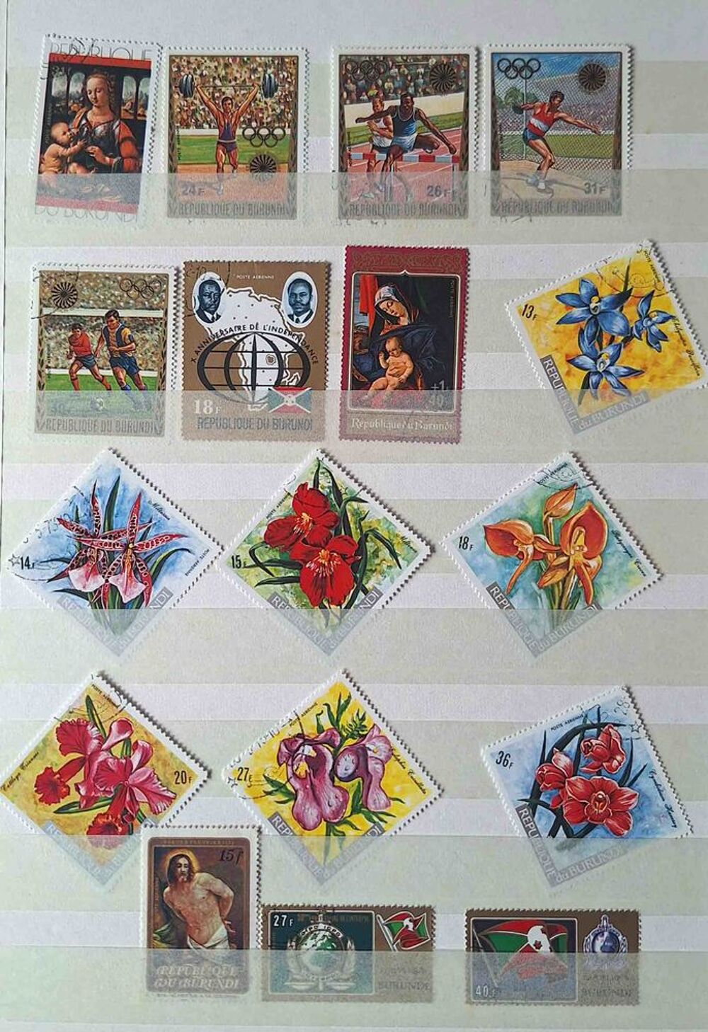 S&eacute;rie de timbres de collection du Burundi 