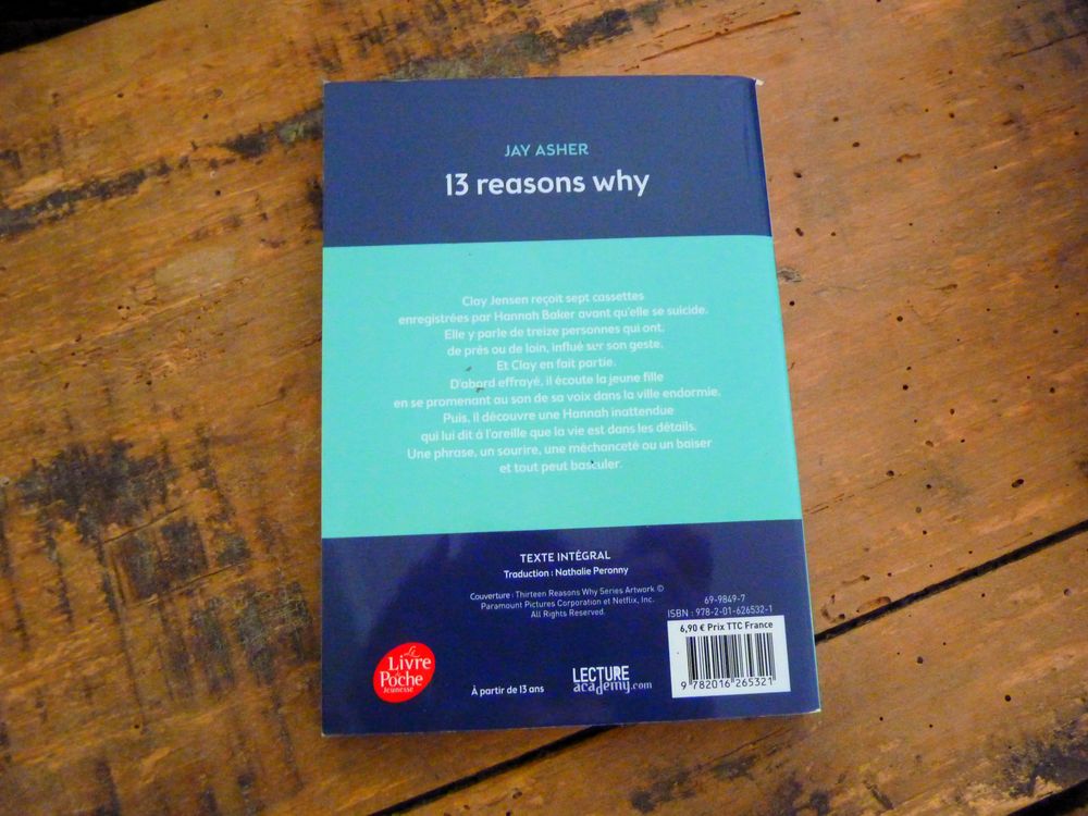 livre 13 reasons why best seller netflix TBE Livres et BD