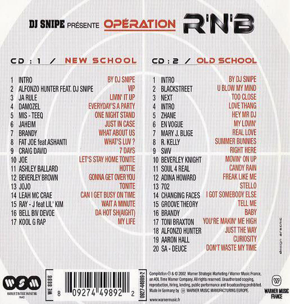 coffret 2 cd D.J Snipe Op&eacute;ration R'n'B (&eacute;tat neuf) CD et vinyles