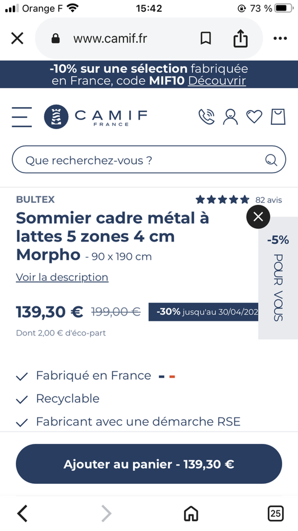Sommier morphologique &agrave; Lattes 1 personne Meubles