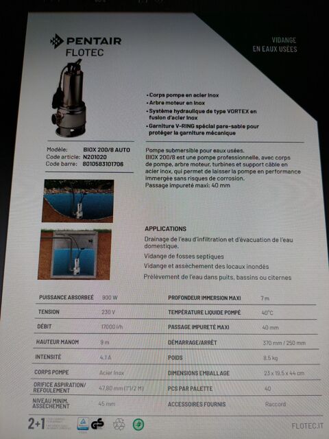 pompe  eau de relevage 200 Richardmnil (54)