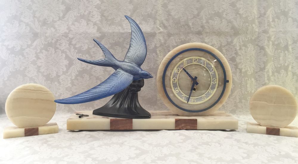 ANCIENNE PENDULE HORLOGE MECANIQUE &Eacute;POQUE ART D&Eacute;CO 1930 Tbe Décoration