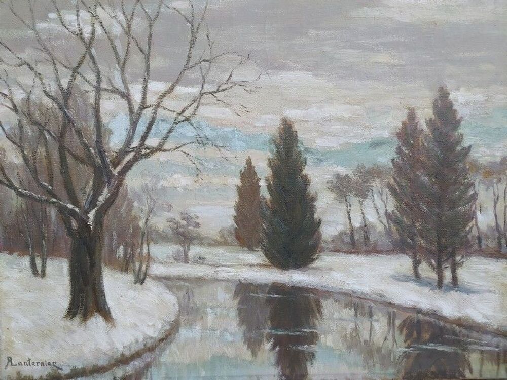 Tableau Paysage d'Hiver par Raoul L&eacute;on Lanternier 