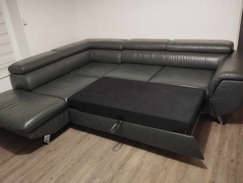 Canap&eacute; d'angle convertible en cuir v&eacute;ritable Meubles