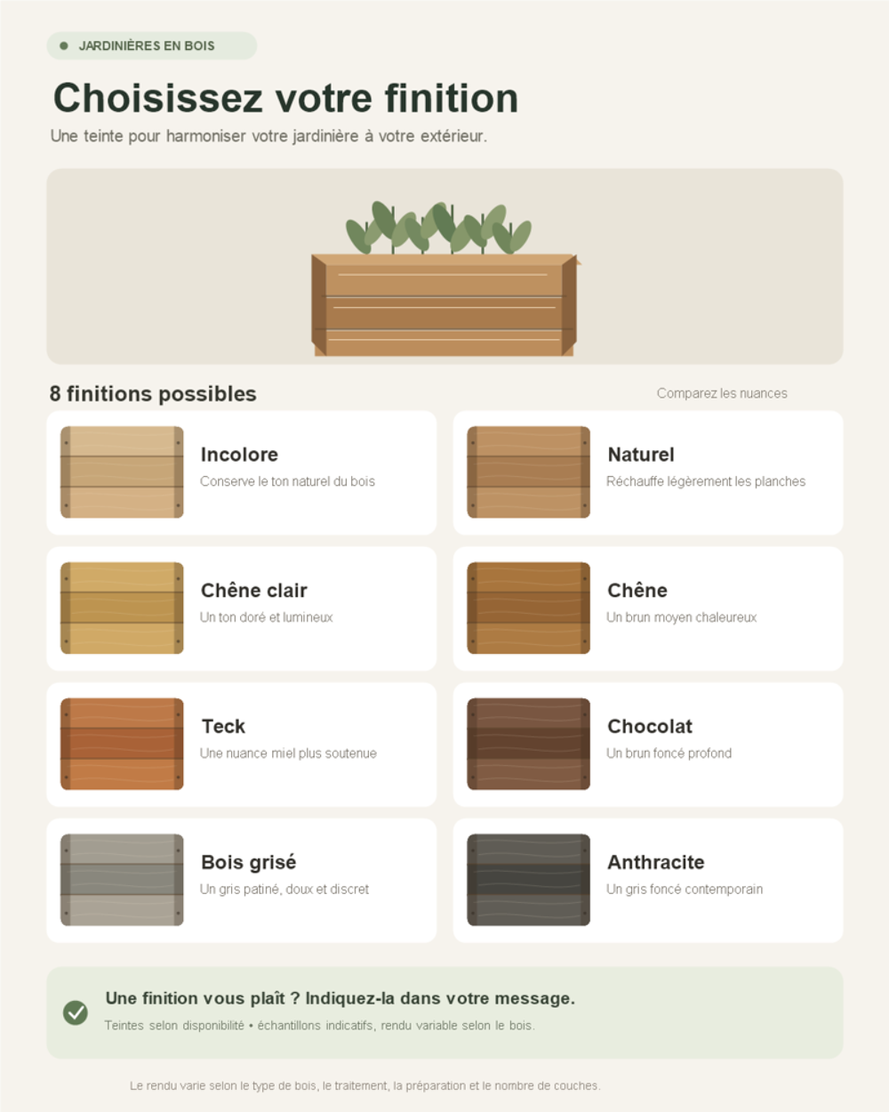 Jardini&egrave;re en bois avec palissade Jardin