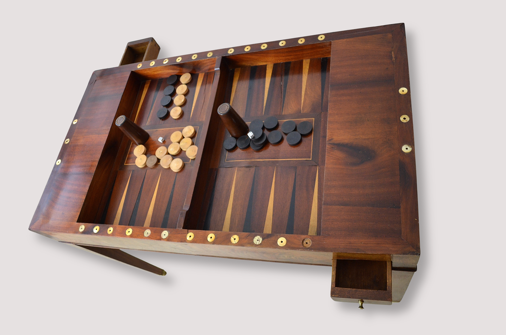 Table &agrave; jeux tric-trac en acajou style Louis XVI Meubles