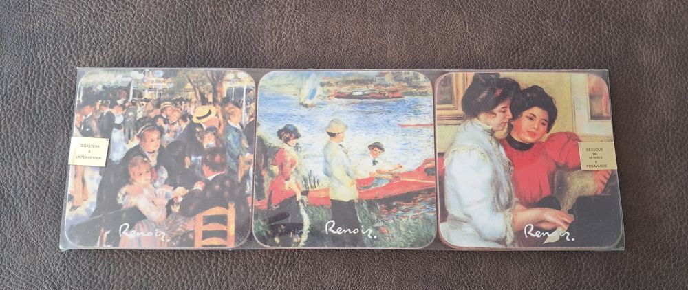 lot de 6 dessous de verre en li&egrave;ge illustr&eacute; par Renoir Cuisine