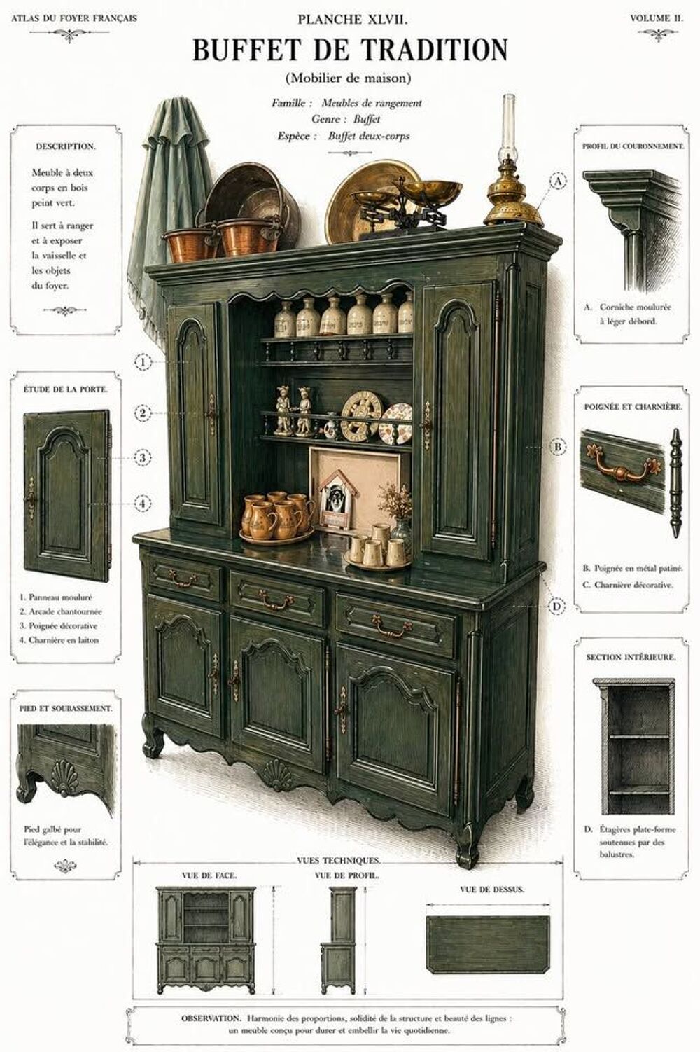 Buffet en ch&ecirc;ne d'&eacute;b&eacute;niste Meubles