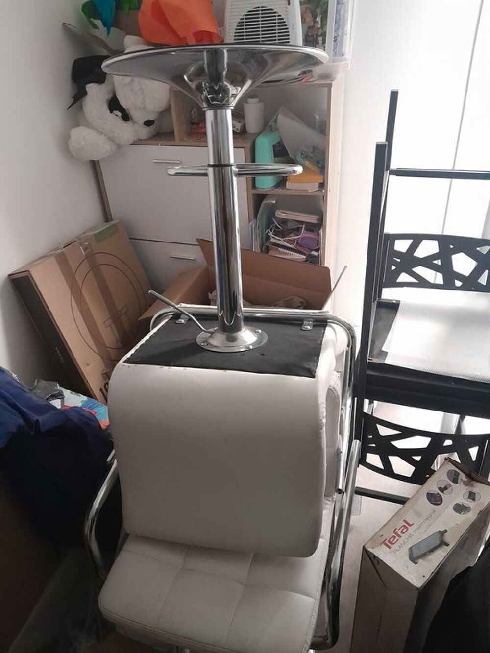 Lot de 2 chaises de bar en cuir blanc Meubles
