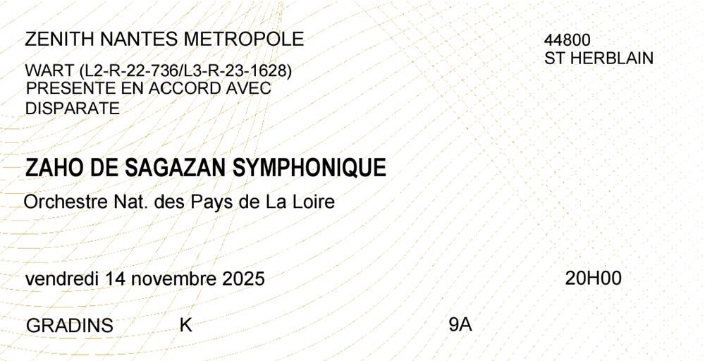 Concert Zaho de sagazan zenith Nantes 14/11 Billetterie