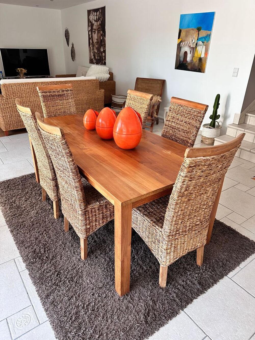 6 Chaises en rotin et bois
Tr&egrave;s confortables Meubles