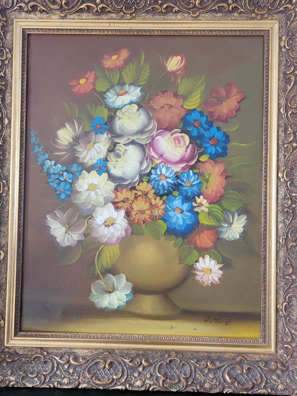 Tableau peint bouquet de fleurs de l'artiste G.Mose Décoration