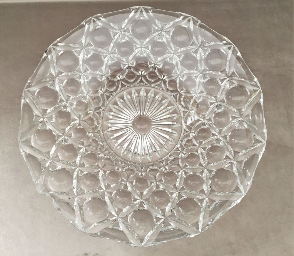 GRAND PLAT COUPE ART VERRE CRISTAL MOUL&Eacute; DESIGN' Décoration