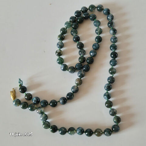 Grand collier en perles de pierre malachite,  pierre naturel 48 Saumur (49)