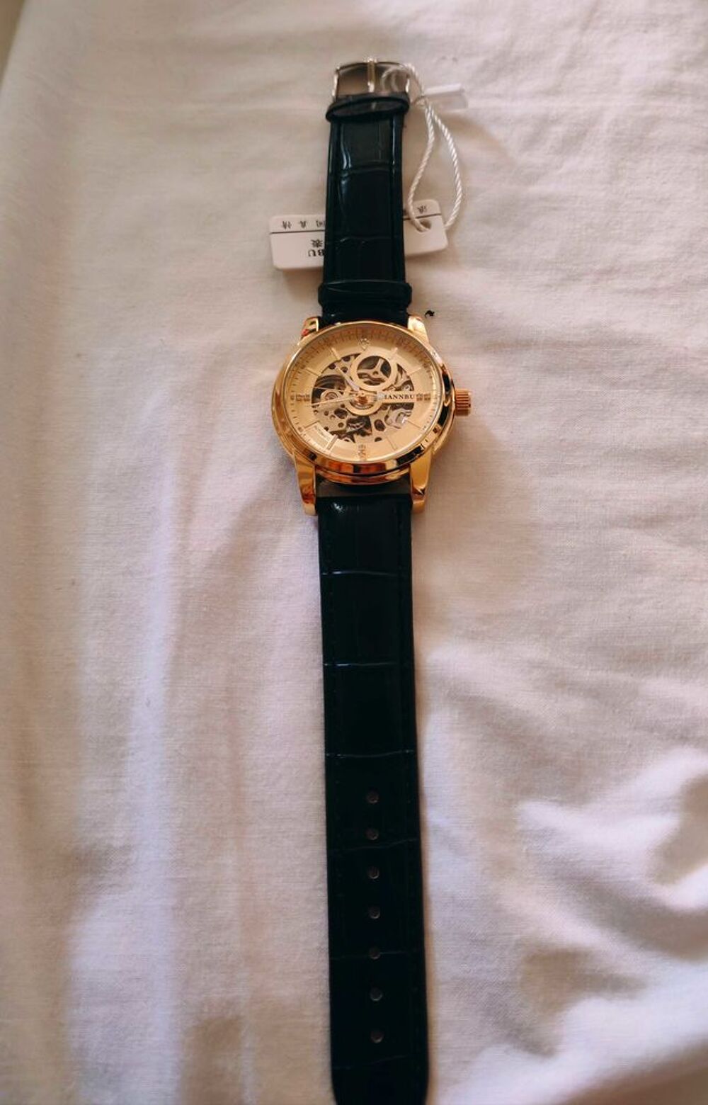 Montre automatique homme TIANNBU €" Squelette dor&eacute;e €" Neuve avec &eacute;tiquette Bijoux et montres