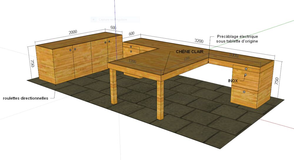Plateau de bureau en L bois c&acirc;bl&eacute; Meubles